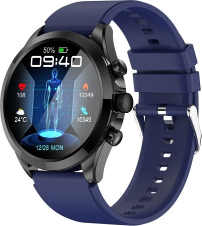 Et440 1.39 Inch Color Screen Smart Silicone Strap Watch Support Heart Rate Blood Pressure Blood Oxygen Blood Glucose Monitoring Blue view 1