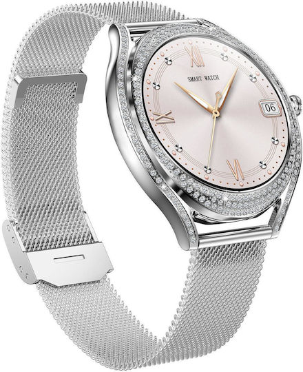 V66 1.28inch Bt5.0 Smart Watch Support Heart Rate Sleep Detection Style:steel Strap Silver view 2