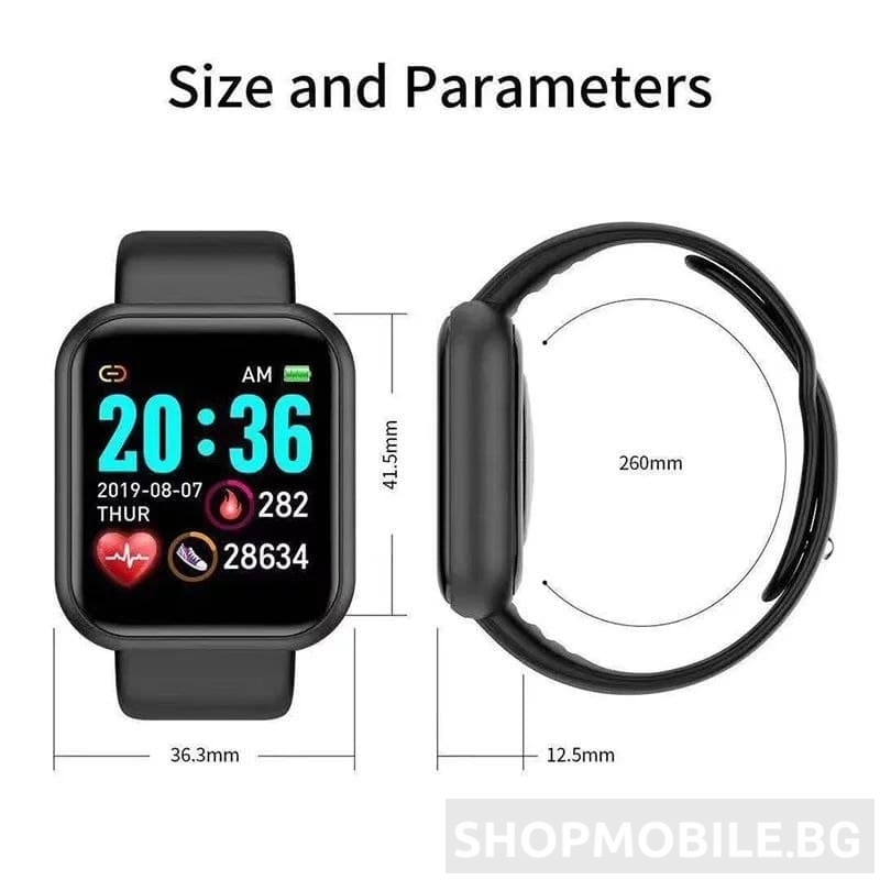 Y68 Smartwatch with Heart Rate Monitor (Black) view 2