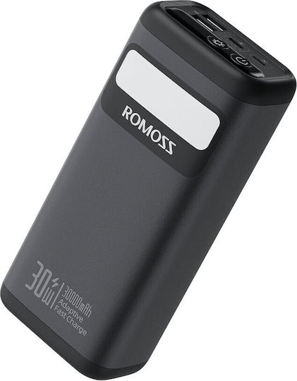 Romoss PMT30 Power Bank 30000mAh 30W with 2 USB-A Ports and USB-C Port Power Delivery / Quick Charge 3.0 Black view 5