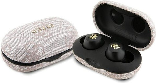 Guess 4G PU Metal Logo In-ear Bluetooth Handsfree Earphones with Charging Case Pink