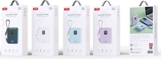 XO PR235 Power Bank 10000mAh 22.5W with USB-A Port and USB-C Port Quick Charge 2.0 Purple view 4