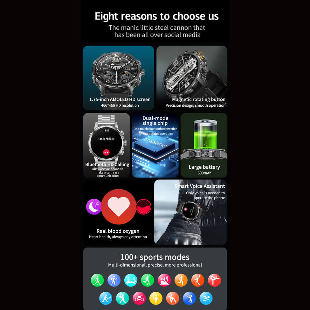 Microwear CF53 Smartwatch with Heart Rate Monitor (Silver Steel) view 7