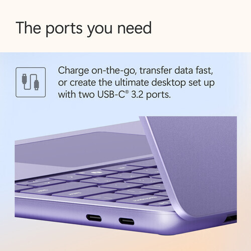 Microsoft Laptop Copilot+PC 13.8" FHD (Snapdragon-X Plus/8GB/512GB SSD/W11 Home) Violet (US Keyboard) view 4