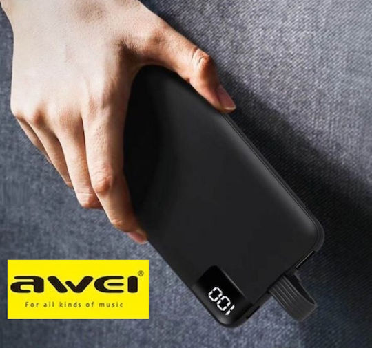 Awei P67K Power Bank 10000mAh with 2 USB-A Ports Black view 4