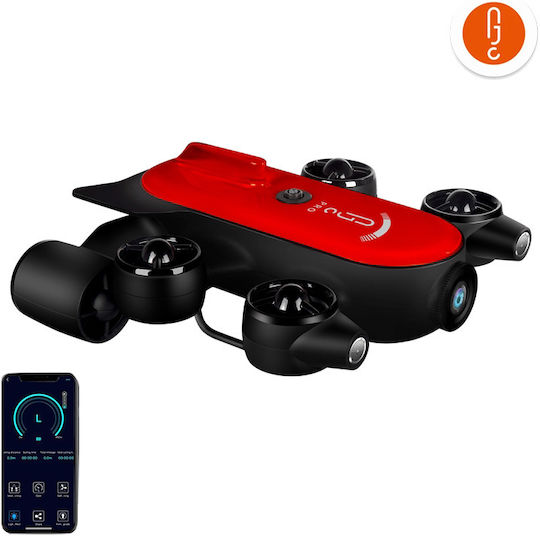 Geneinno T1-Pro Drone Submarine 2.4 GHz / 5 GHz with Camera 1080p 60fps Red (150 m)