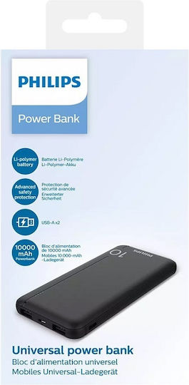 Philips DLP1810 Power Bank 10000mAh 37W with 2 USB-A Ports Black view 4