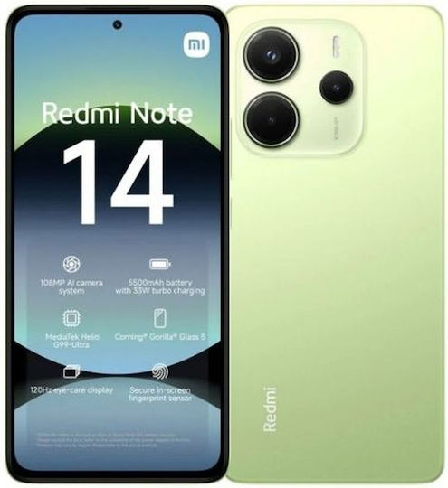 Xiaomi Redmi Note 14 4G Dual SIM (6GB/128GB) Lime Green view 1