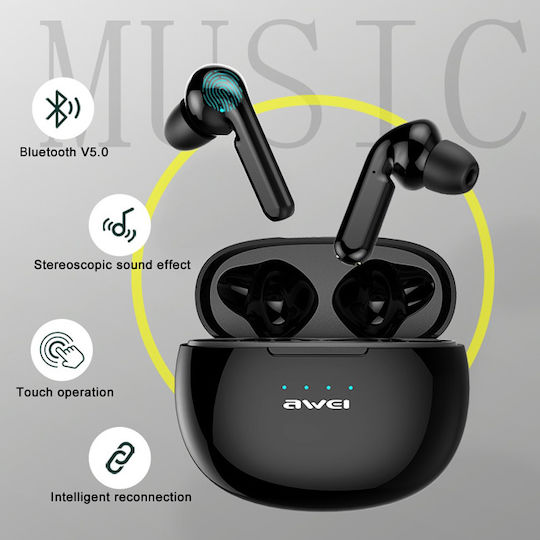 Awei T15 In-ear Bluetooth Handsfree Earphones with Charging Case Black view 5