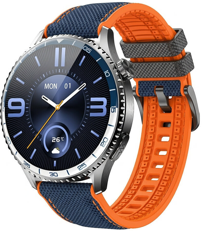 Luna 48mm Smartwatch With Heart Rate Monitor (Blue-Orange)
