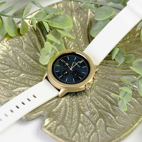 Oozoo Q00316 45mm Smartwatch with Heart Rate Monitor (Gold / White) view 3