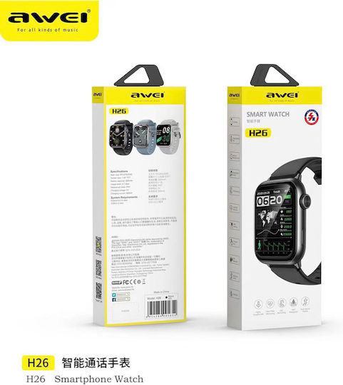 Awei H26 Smartwatch with Heart Rate Monitor (Black) vista 4