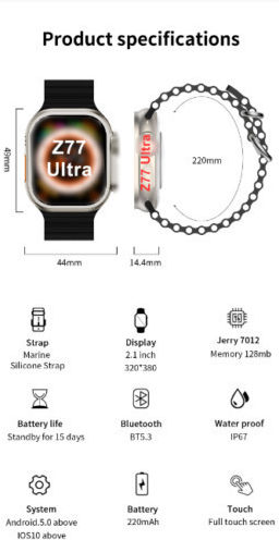 Z77 Ultra 49mm Smartwatch with Heart Rate Monitor (Gray) view 4