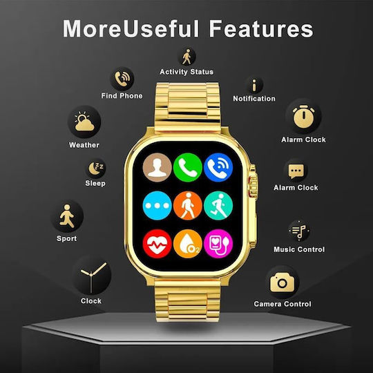 M9 Ultra Max Smartwatch with Heart Rate Monitor (Gold) view 2