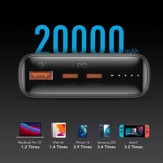 Veger T100 Power Bank 20000mAh 100W with USB-A Port and 2 USB-C Ports Power Delivery Black view 9