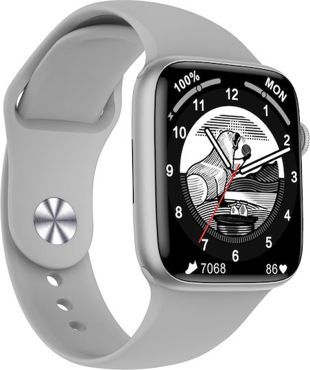 DT7 45mm Smartwatch with Heart Rate Monitor (Silver)