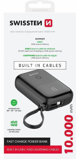 Swissten Power Bank 10000mAh 20W with USB-C Port Black vue 2