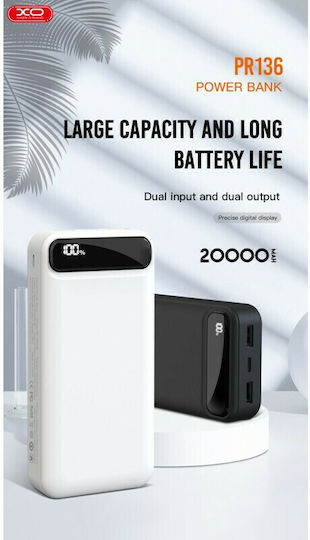 XO PR136 Power Bank 20000mAh with 2 USB-A Ports Black vista 3