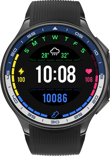 NO.1 Smartwatch with Heart Rate Monitor (Black Case / Black Silicone Strap) Ansicht 3