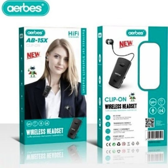 Aerbes AB-15X In-ear Bluetooth Handsfree Earphone Lapel Black view 1