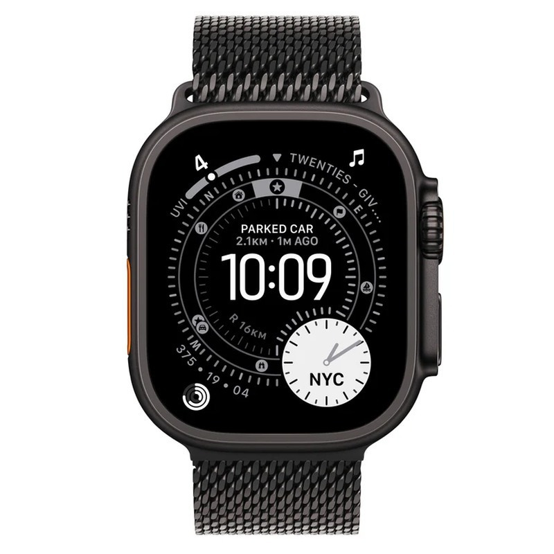 Apple Watch Ultra 3 Titanium 49mm Waterproof with eSIM and Heart Rate Monitor (Black Titanium Case with Black Titanium Milanese Loop - Large) view 2
