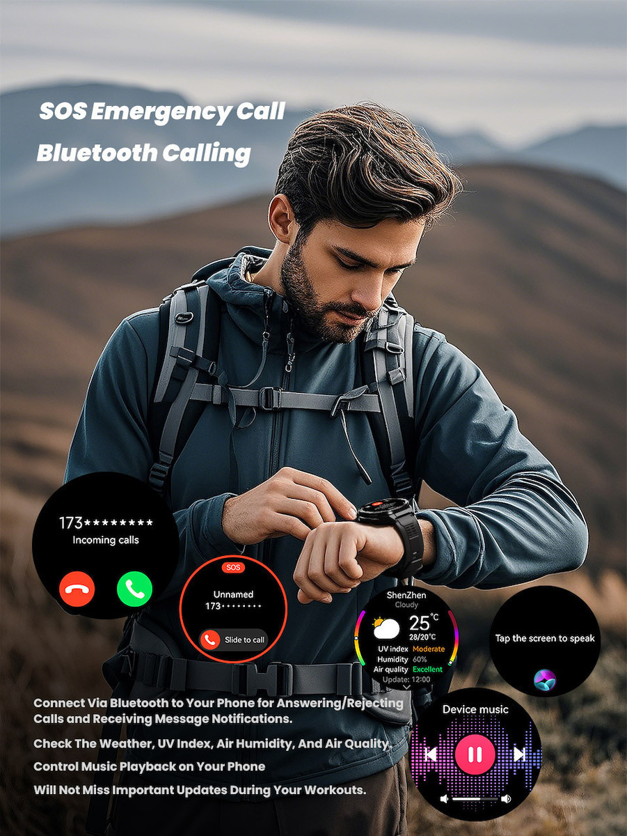 Oukitel BT12 Smartwatch with Heart Rate Monitor (Gray) view 3