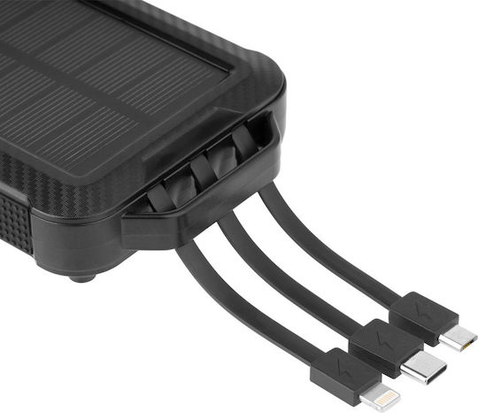 Kruger & Matz KM0910 Solar Power Bank 10000mAh with USB-A Port and USB-C Port Black view 2