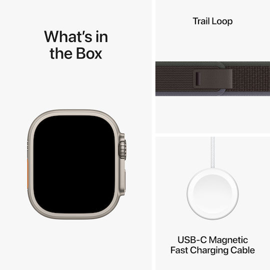 Apple Watch Ultra 2 Titanium 49mm Waterproof with eSIM and Heart Rate Monitor (Blue/Black Trail Loop - S/M) view 8