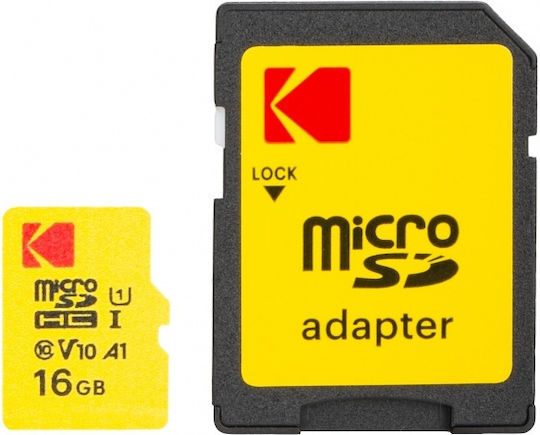 Memory Card Microsdhc Kodak Premium Performance 16gb Class 10 Uhs-1 U1 Adapter Ekmsdm16ghc10j6