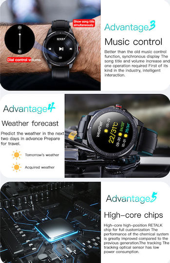 INTIME SN88 Smartwatch with Heart Rate Monitor (Black) view 7