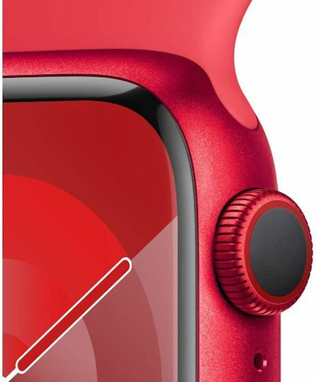 Apple Watch Series 9 Cellular Aluminium 41mm Waterproof with eSIM and Heart Rate Monitor ((PRODUCT)RED Sport Band (M/L)) view 3
