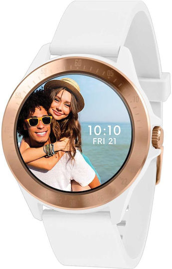 Harry Lime Aluminium 44mm Smartwatch with Heart Rate Monitor (Rose Gold / White Silicone) vue 2