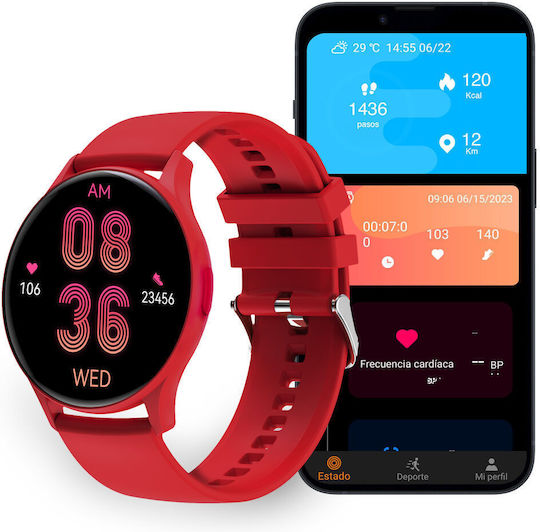 Ksix Core Aluminium Smartwatch with Heart Rate Monitor (Red) view 2