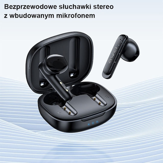 Awei T66 In-ear Bluetooth Handsfree Earphones with Sweat Resistance and Charging Case Black vue 3