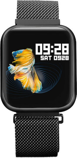 Idealpro Max8.0 Black Smartwatch Fitness Bracelet Blood Pressure Heart Rate Monitoring Sleep Monitoring Oxygen Level Call Sms Notifications Along A Black Silicone Strap view 1
