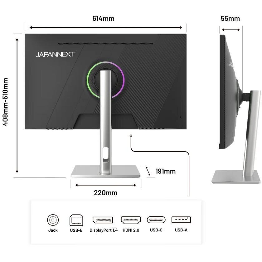 Japannext IPS HDR Monitor 27" 5120x2880 With Response Time 8ms GTG Silver view 4