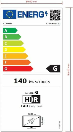 Xiaomi Smart Television 75" 4K UHD Mini LED L75MA-SPLEU HDR (2025) view 3