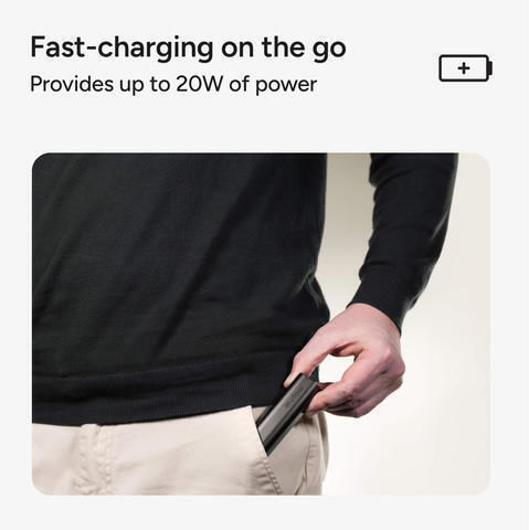 Mophie Mini Power Bank 5000mAh with USB-C Port Black view 5