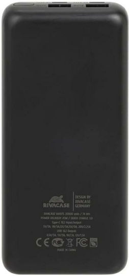 Rivacase VA1075 Power Bank 20000mAh 45W with 2 USB-A Ports and 2 USB-C Ports Power Delivery / Quick Charge 3.0 Black vue 4