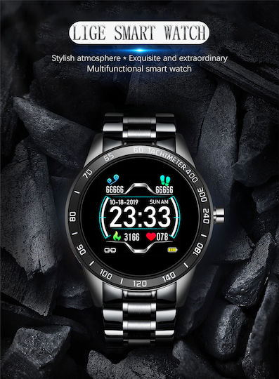 Lige BW0122 Smartwatch with Heart Rate Monitor (Silver/Pink Gold) view 3