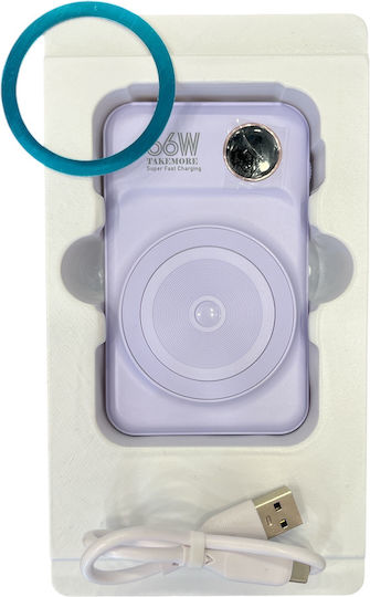 Takemore R28 MagSafe Power Bank 10000mAh 66W with USB-A Port and USB-C Port White view 2