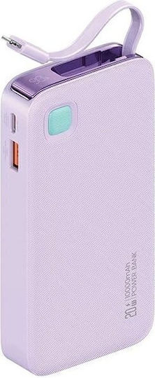 Usams CD225 Lightning Power Bank 10000mAh 20W with USB-A Port and USB-C Port Power Delivery Purple