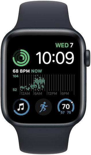 Apple Watch SE 2023 Aluminium 44mm Waterproof with Heart Rate Monitor (Midnight with Midnight Sport Band (S/M)) view 2