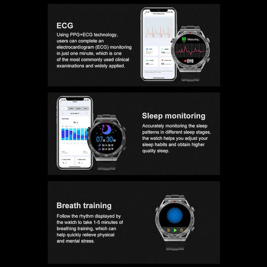 NO.1 ULTRA Mate Smartwatch with Heart Rate Monitor (Silver Case / Silver Strap Metallic) view 9