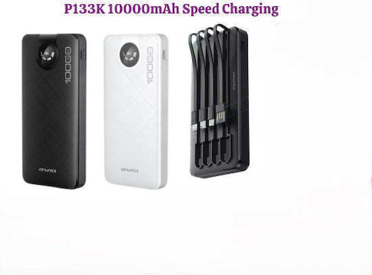 Awei P133K Power Bank 10000mAh with USB-A Port and USB-C Port Black view 4