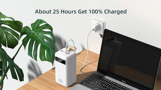 Remax RPP-266 Power Bank 80000mAh 22.5W with 4 USB-A Ports and USB-C Port Power Delivery / Quick Charge 3.0 White vista 6