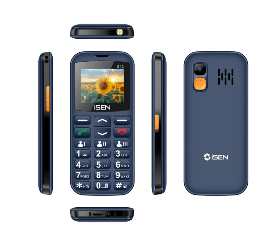 iSEN S42 Dual SIM Mobile Phone with Large Buttons Blue