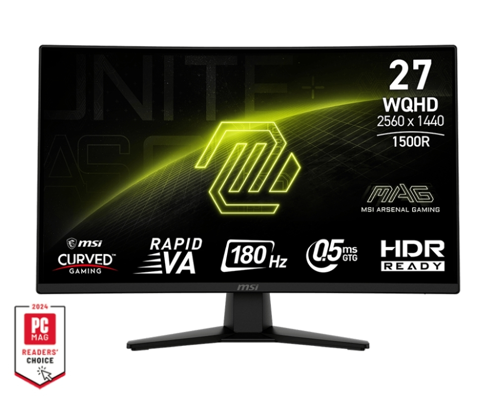 MSI MAG 274CQF VA HDR Curved Gaming Monitor 27" QHD 2560x1440 180Hz with Response Time 0.5ms GTG view 1