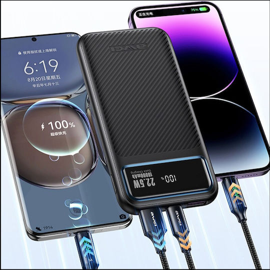 Awei P148K Power Bank 10000mAh 22.5W with USB-A Port and USB-C Port Power Delivery Black view 3