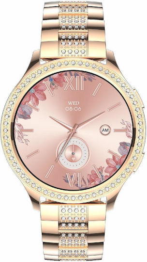 Ak53 Ip67 Bt5.2 1.32inch Smart Watch Support Voice Call Health Monitoring Style:pearl Steel Strap Gold view 3